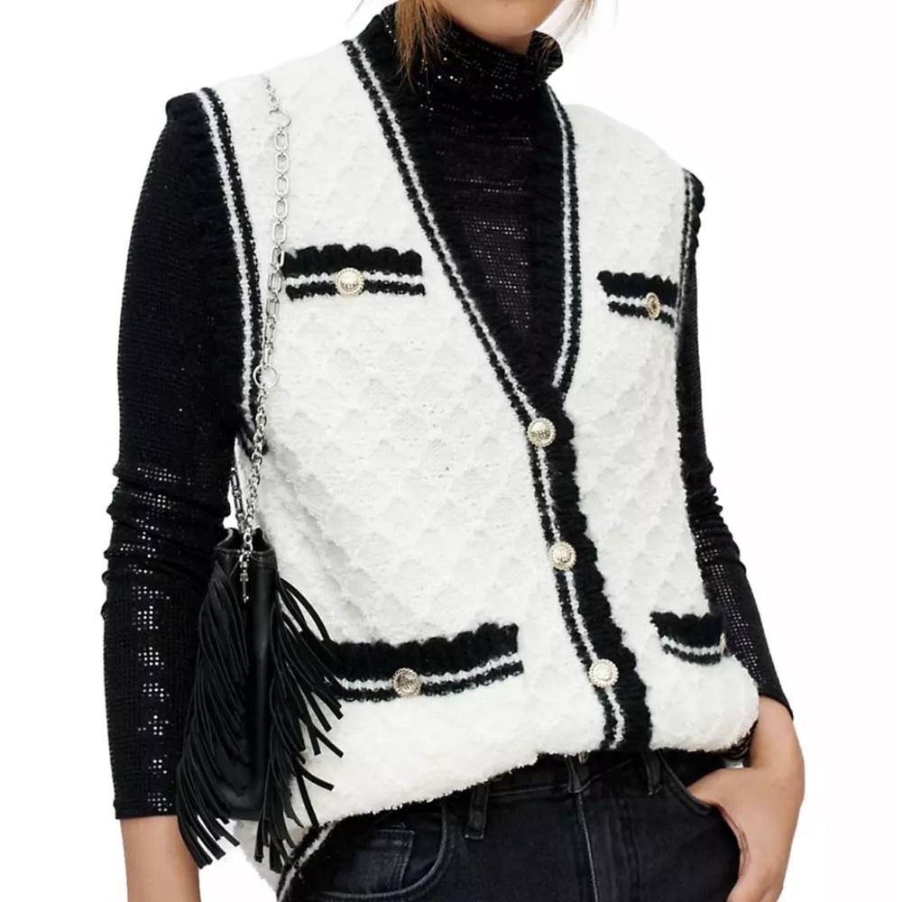 Maje
Mirta Knit Contrast-Trim Vest Size 3
